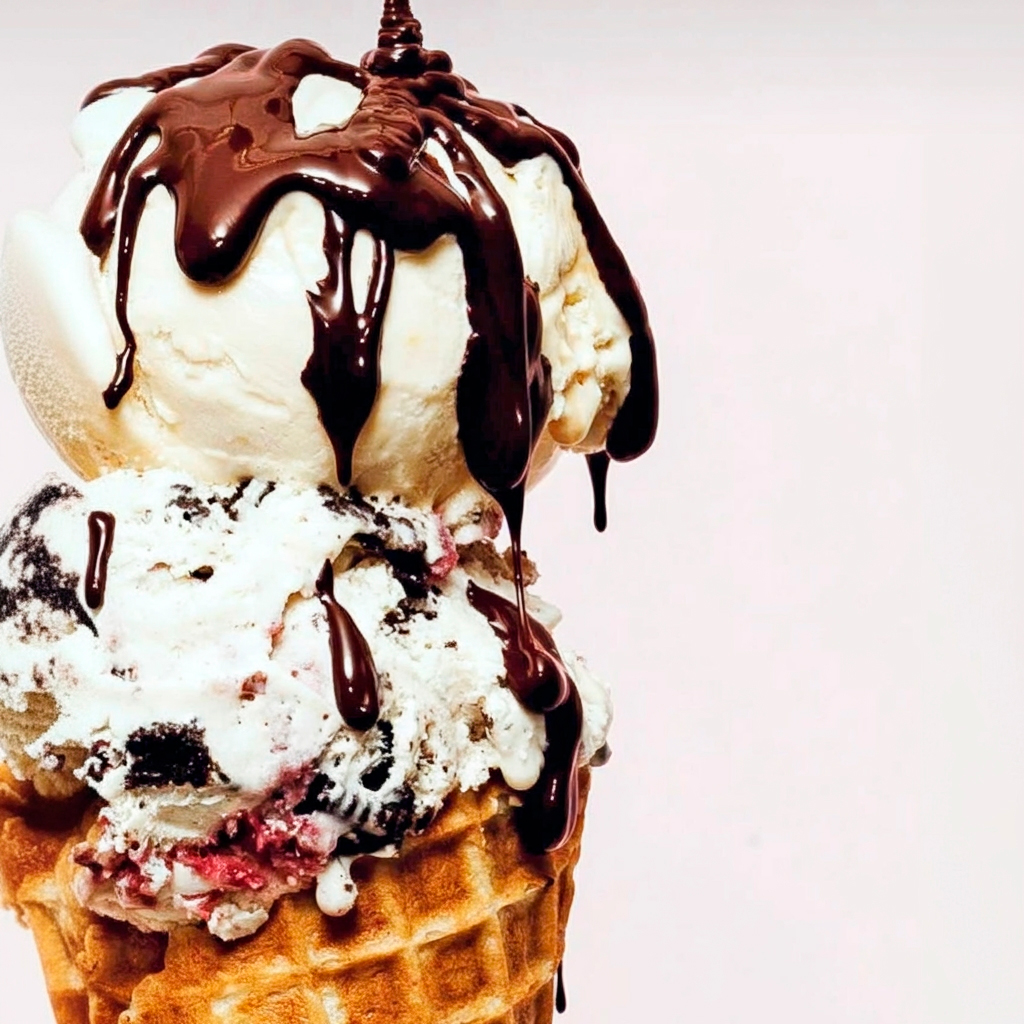 Cono de helado con chocolate caliente, foto oficial de la marca